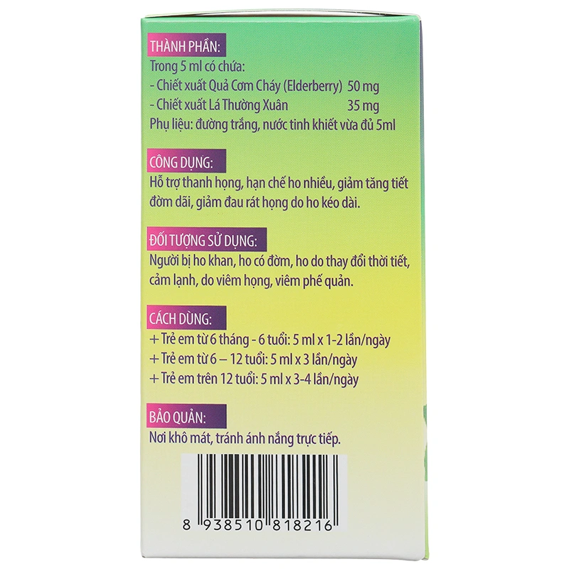 Siro Ho Bobbaby hỗ trợ hạn chế ho; giảm đau rát họng hộp 30 gói x 5ml - 5